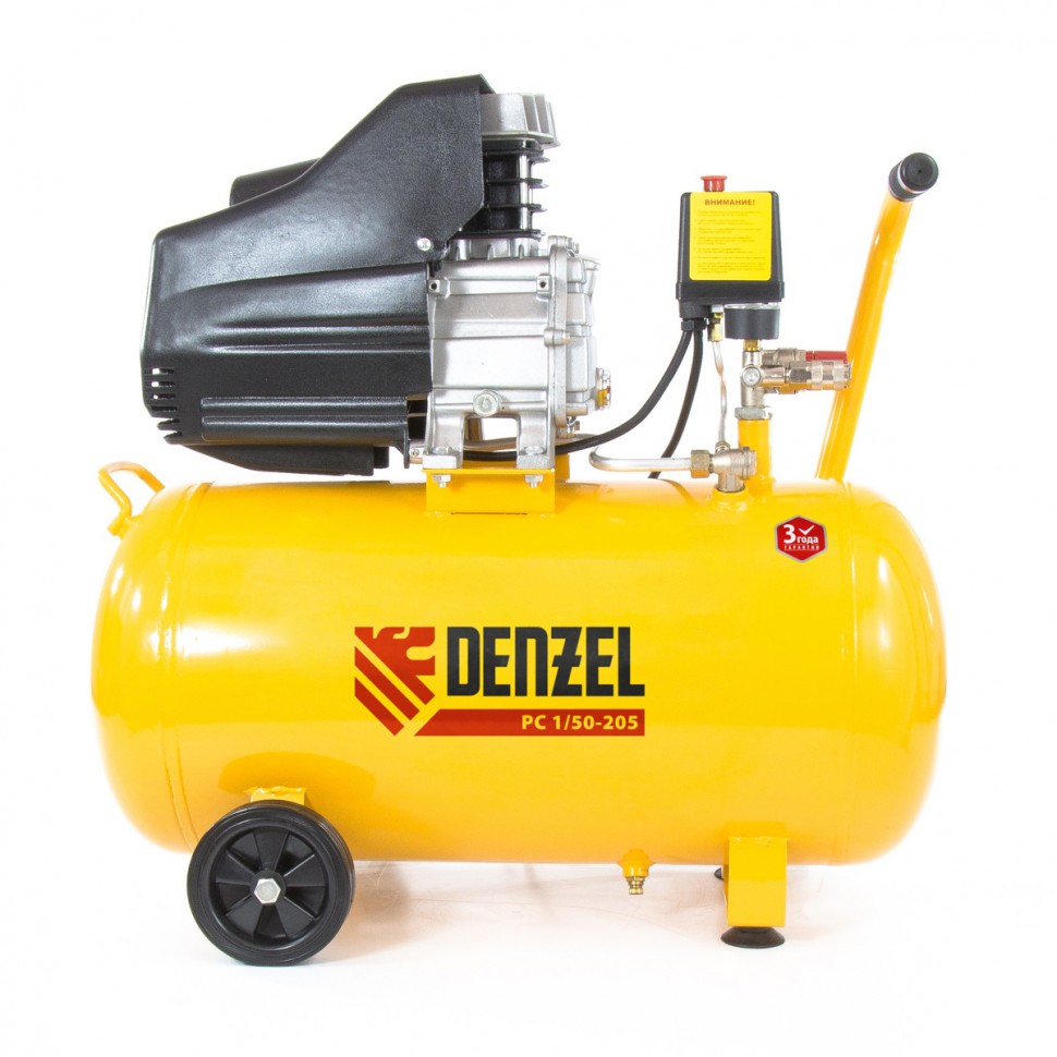 Компрессор пневматический, 1,5 кВт, 206 л/мин, 50 л DENZEL 58066 ― DENZEL