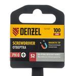 Отвертка, PH0х100 мм, S2, 3к рукоятка DENZEL 121727