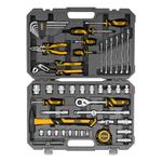 Набор инструментов, 1/2", 1/4", CrV, S2, пластиковый кейс, 64 предмета DENZEL 15801