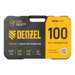 Набор инструментов, 1/2", 1/4", CrV, S2, пластиковый кейс, 100 предметов DENZEL 15803