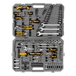 Набор инструментов, 1/2", 1/4", CrV, S2, пластиковый кейс, 122 предмета DENZEL 15804
