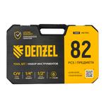 Набор инструментов, 1/2", 1/4", CrV, S2, пластиковый кейс, 82 предмета DENZEL 15809