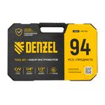 Набор инструментов, 1/2", 1/4", CrV, S2, пластиковый кейс, 94 предмета DENZEL 15813