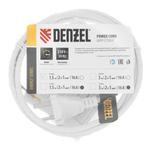 Шнур сетевой Energy Series, ПВС, 1,5 м, 2 x 1 мм, с неразборной вилкой, белый, DENZEL 37660