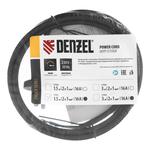 Шнур сетевой Energy Series, ПВС, 1,5 м, 2 x 1 мм, с неразборной вилкой, черный, DENZEL 37661