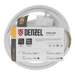 Шнур сетевой Energy Series, ПВС, 1,5 м, 3 x 1 мм, с неразборной вилкой, белый, DENZEL 37662