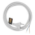 Шнур сетевой Energy Series, ПВС, 3 м, 2 x 1 мм, с неразборной вилкой, белый, DENZEL 37664