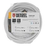 Шнур сетевой Energy Series, ПВС, 3 м, 3 x 1 мм, с неразборной вилкой, белый, DENZEL 37666