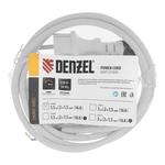 Шнур сетевой Energy Series, ПВС, 1,5 м, 2 x 1,5 мм, с неразборной вилкой, белый, DENZEL 37668