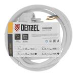 Шнур сетевой Energy Series, ПВС, 1,5 м, 3 x 1,5 мм, с неразборной вилкой, белый, DENZEL 37670