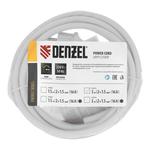 Шнур сетевой Energy Series, ПВС, 3 м, 2 x 1,5 мм, с неразборной вилкой, белый, DENZEL 37672