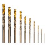 Набор сверл по металлу, 1-10 мм, Р6М5К8-TiN, Golden Tip, 10 шт DENZEL 723005