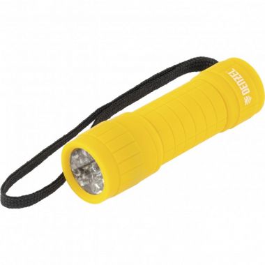 Фонарь светодиодный, желтый корпус с мягким покрытием, 9 Led, 3хААА DENZEL 92613 ― DENZEL