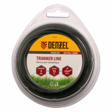 Леска для триммера, двухкомпонентная круглая 2,0 мм, 15 м Extra cord DENZEL 96127 ― DENZEL