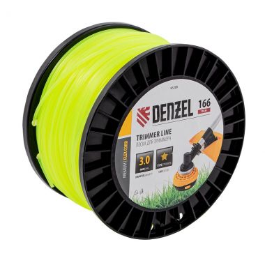 Леска для триммера звезда, 3,0мм х 166м, на DIN катушке FLEX CORD DENZEL 96288 ― DENZEL