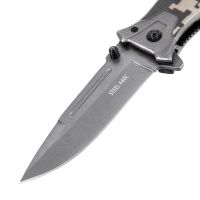 Нож складной, многоцелевой, системы Liner-Lock, с накладкой G10 на прямой рук-ке+стеклобой DENZEL 79208