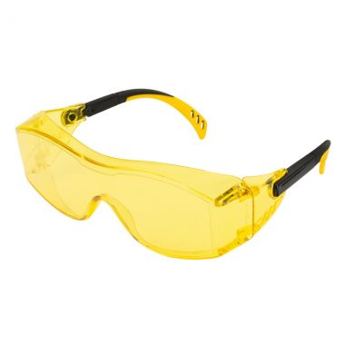 Очки защитные открытые, поликарбонатные, увеличенная желтая линза, регулируемые дужки DENZEL 89202 ― DENZEL