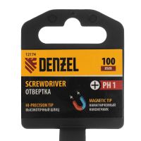 Отвертка PH1х100 мм, CrV, трехкомпонентная рукоятка DENZEL 12174