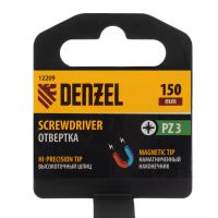 Отвертка PZ3x150 мм, CrV, трехкомпонентная рукоятка DENZEL 12209