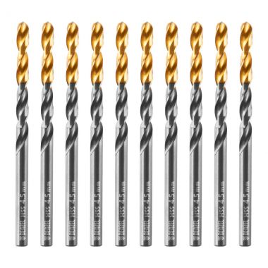 Сверло по металлу, 4,5 мм, HSS-Tin, Golden Tip, 10 шт. DENZEL 717211 ― DENZEL
