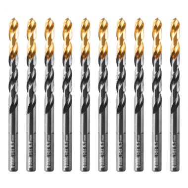 Сверло по металлу, 6,5 мм, HSS-Tin, Golden Tip, 10 шт. DENZEL 717216 ― DENZEL