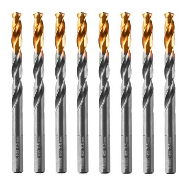 Сверло по металлу, 7,5 мм, HSS-Tin, Golden Tip, 8 шт. DENZEL 717218 ― DENZEL